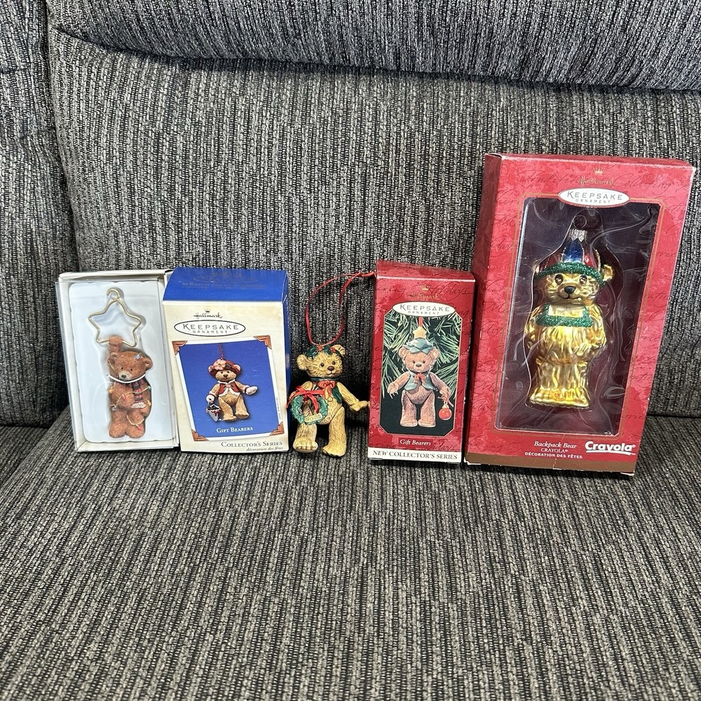 5 LOT Hallmark & Russ Bears Keepsake Christmas Ornament‎ Gift Bearers Series